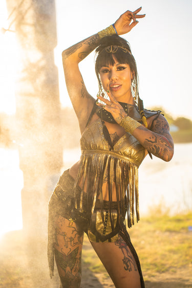 Pico Leather Fringe Bra