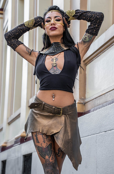 Leather Wrap Mini Skirt