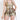 Gold leather fringe bra and gold leather mini skirt