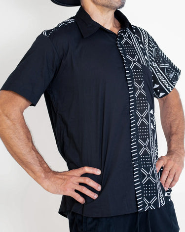 Mud cloth print Button Front Short Sleeve Shirts