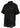 A black short-sleeve button-up shirt with a subtle tonal geometric pattern, shown against a plain white background.