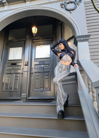 Block Print Flare Pants