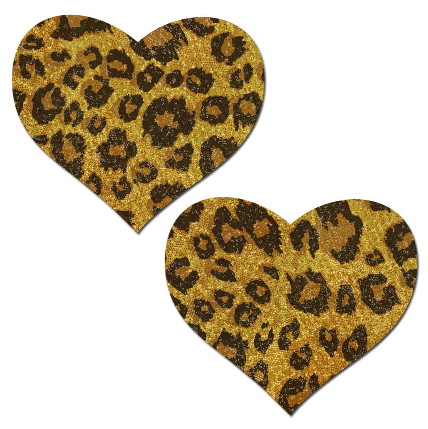 Love: Gold Glittering Cheetah Heart Nipple Pasties