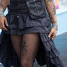 Black Runic Chinatsu Ruffle Skirt with tiered ruffles, close-up view