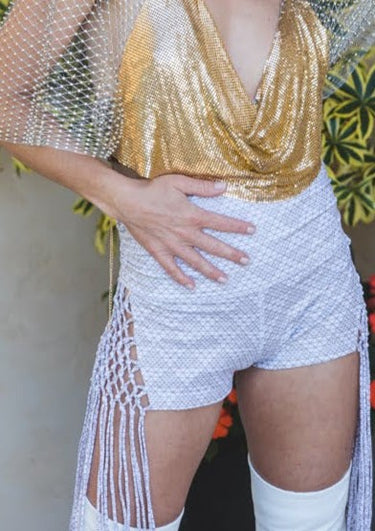 Sparkle rhinestone fishnet kimono top