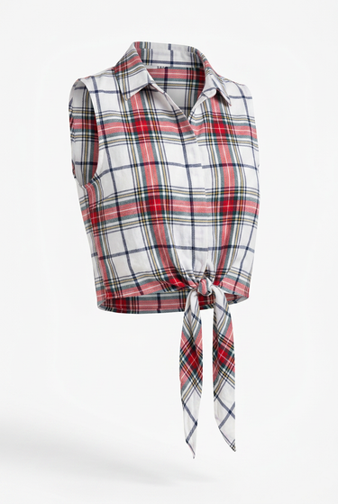 Plaid Crop Tie Top