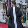 Black Runic Long Kimono with contrasting white back panel