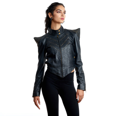 Bowie Women's Point Shoulder Leather Jacket