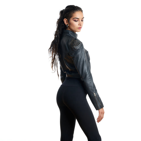 Bowie Women's Point Shoulder Leather Jacket