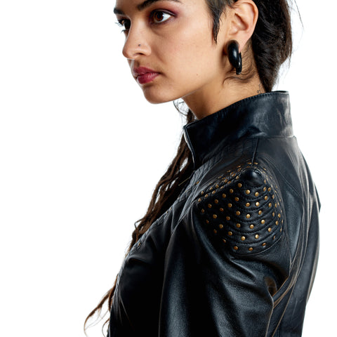 Bowie Women's Point Shoulder Leather Jacket