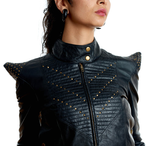 Bowie Women's Point Shoulder Leather Jacket