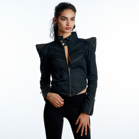 Bowie Women's Point Shoulder Leather Jacket