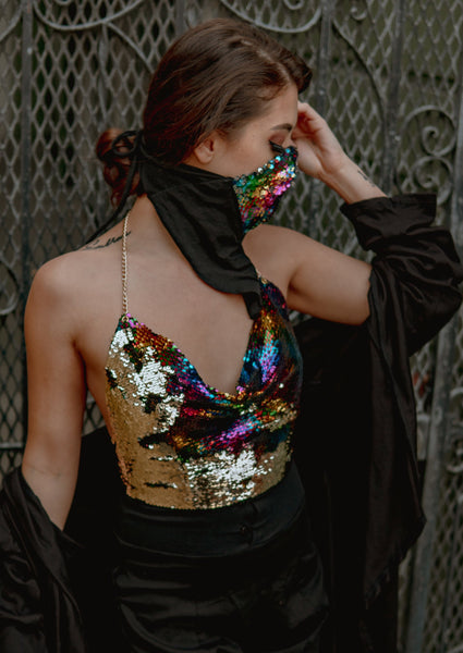 2-tone Sequin Halter Top