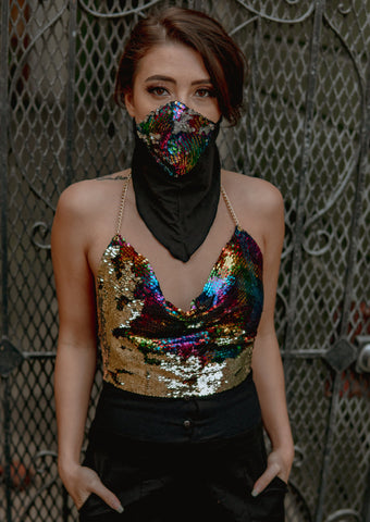 2-tone Sequin Halter Top