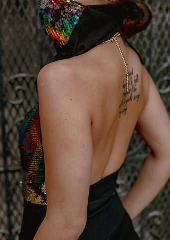2-tone Sequin Halter Top
