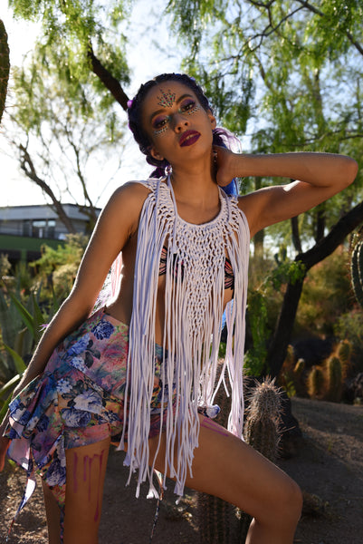 Long Macrame Fringe Necklace