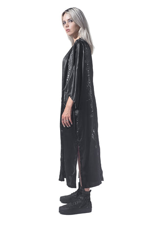 Lunar print Silk long kimono