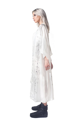 Lunar print Silk long kimono