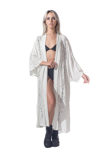 Lunar print long kimono