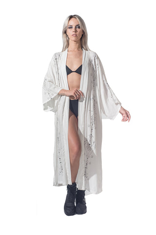 Lunar print long kimono