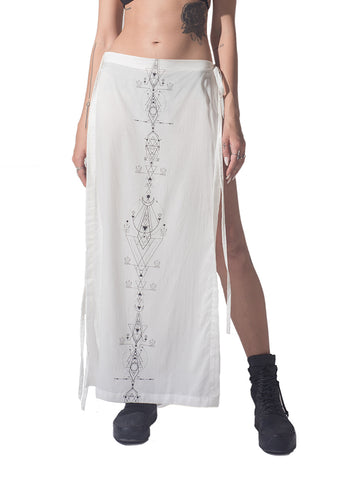 Lunar print long skirt cover up