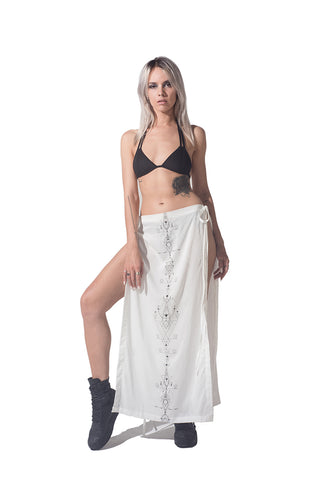 Lunar print long skirt cover up