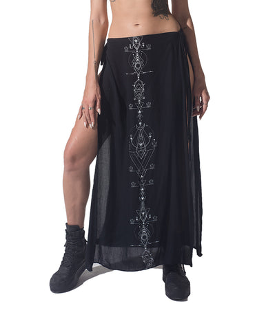 Lunar print long skirt cover up