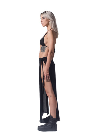 Lunar print long skirt cover up