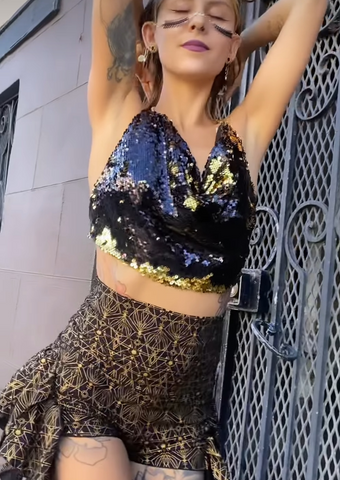 2-tone Sequin Halter Top