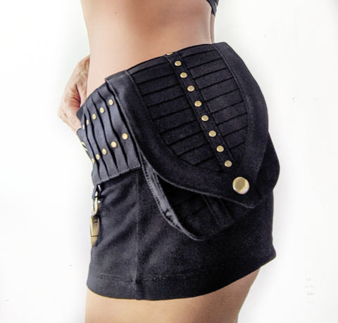 Cotton Canvas Pleats Single Pocket Belt