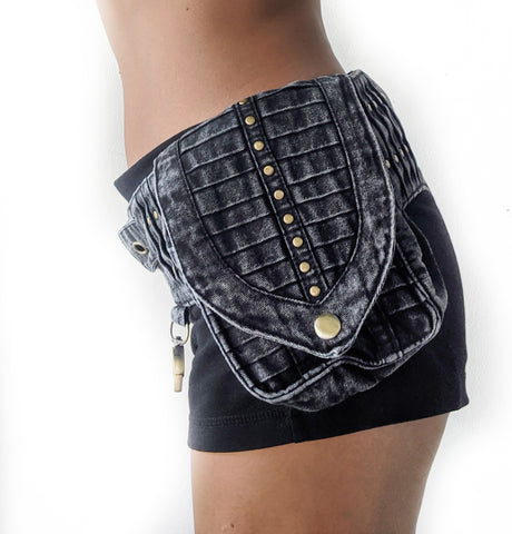 Cotton Canvas Pleats Single Pocket Belt