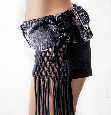 Cotton Canvas Pleats Triple Pocket Belt