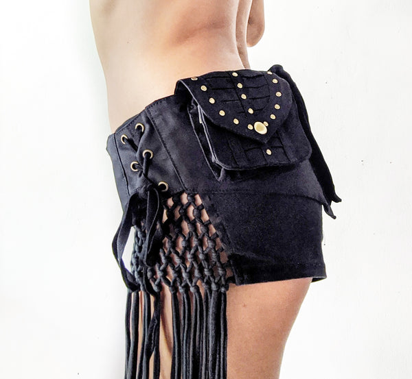 Cotton Canvas Pleats Triple Pocket Belt