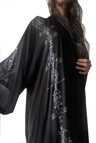 Lunar print long kimono
