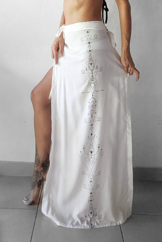 Lunar print long skirt cover up