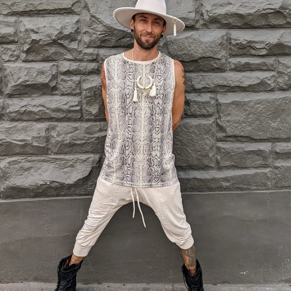 men's snake print tank
