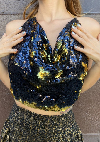 2-tone Sequin Halter Top