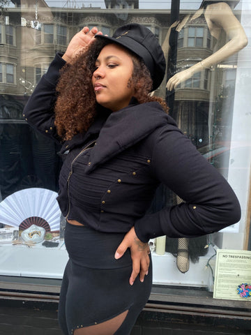 Crop Puff Collar Jacket