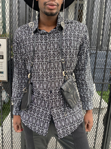 Nova print Button Front Long Sleeve Shirts