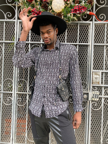 Nova print Button Front Long Sleeve Shirts
