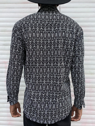 Nova print Button Front Long Sleeve Shirts
