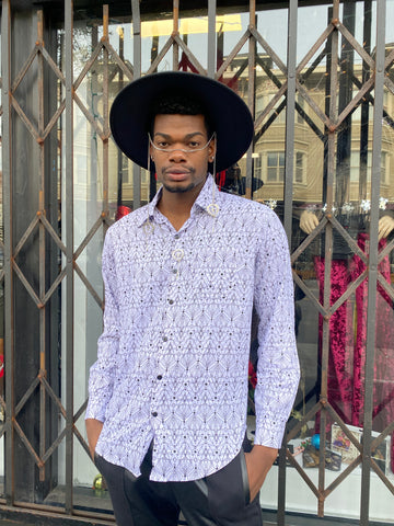 Nova print Button Front Long Sleeve Shirts