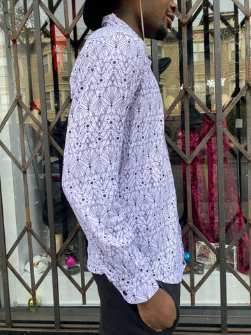 Nova print Button Front Long Sleeve Shirts