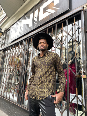 Nova print Button Front Long Sleeve Shirts