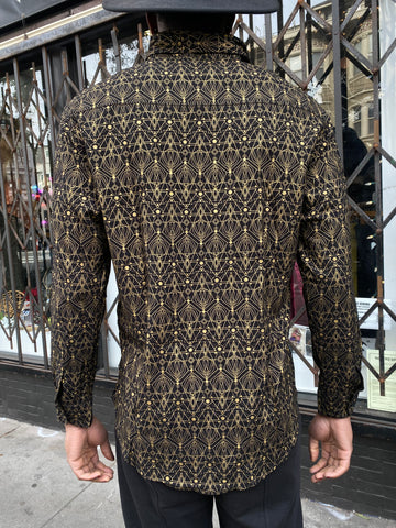 Nova print Button Front Long Sleeve Shirts