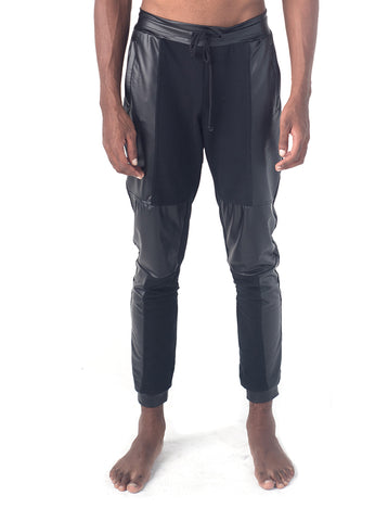 Men's Moto jogger pants w vegan leather