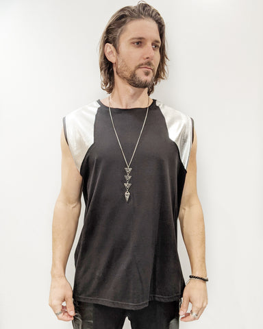 Men's Metallic Silver Tank