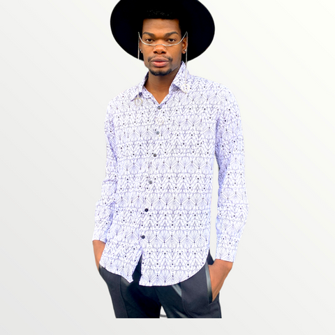Nova print Button Front Long Sleeve Shirts
