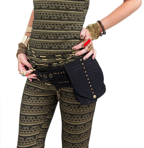 Cotton Canvas Pleats Single Pocket Belt
