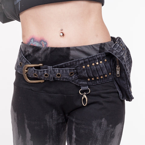 Cotton Canvas Pleats Single Pocket Belt